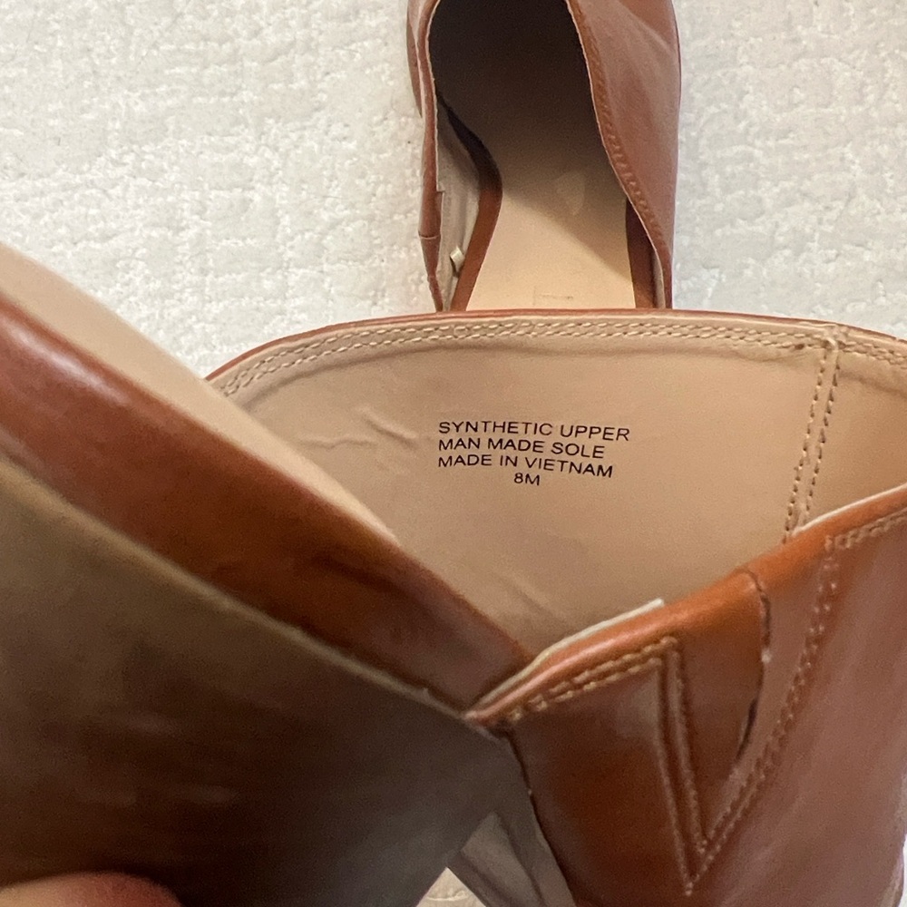 Loft light brown slip on mules clogs block heel faux leather 8 boho - Picture 11 of 11